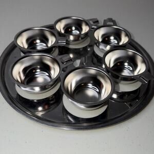 Vtg. Saladmaster Cookware Stainless Steel Egg Poacher Insert & 6 Cups 10 3/8"